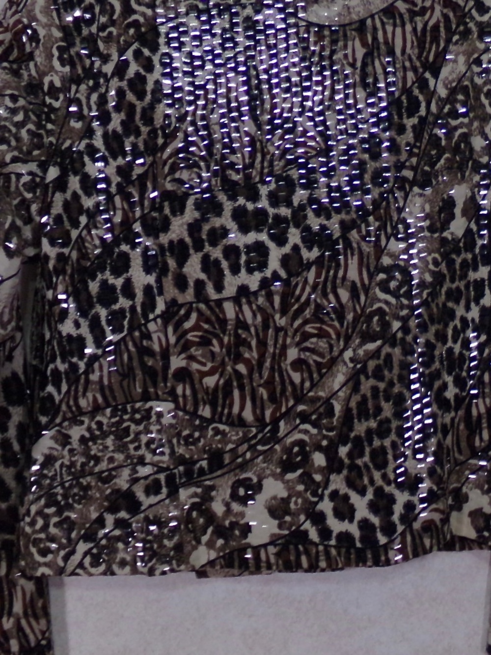 NWT Jacket’s Galore by John Farah Tiger/Leopard Jacket Scale Like Shine Size M - Picture 7 of 10